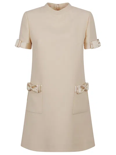 Valentino Knee Length Dress With Bow And Pockets In Nude