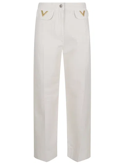Valentino Denim Bottoms Solid Denim Avorio In White