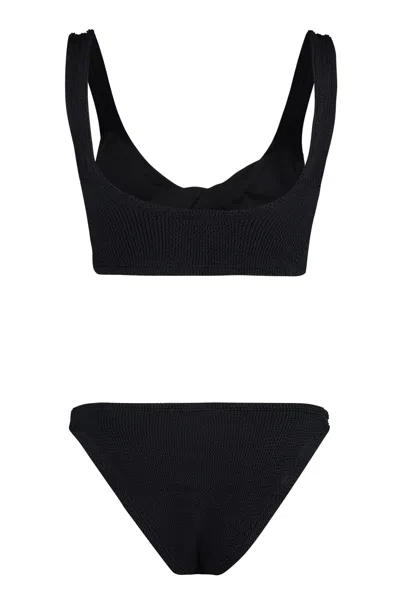 Hunza G Juno Bikini Set High-waisted Bottom Textured Fabric In Blue