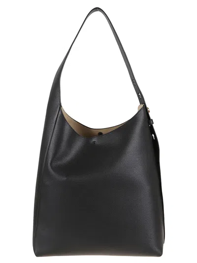 Tory Burch Small Leather Hobo Bag With Adjustable Strap In Black