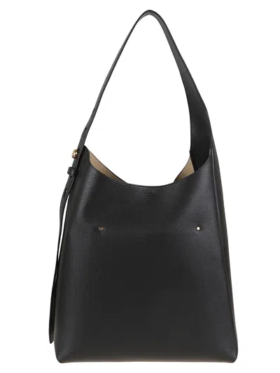 Tory Burch Small Leather Hobo Bag With Adjustable Strap In Black