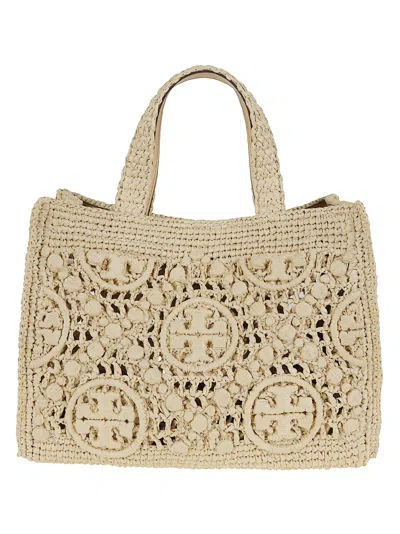 Tory Burch T Monogram Raffia Square Tote In Brown