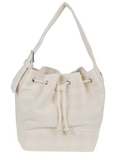 Tory Burch T Monogram Terry Oversized Bucket Bag In White