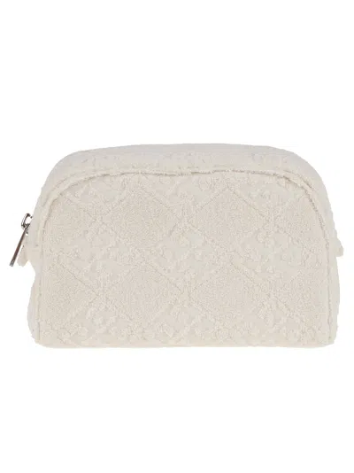 Tory Burch Compact Terry Pouch Clutch Bag In White