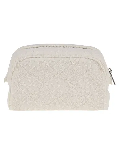 Tory Burch Compact Terry Pouch Clutch Bag In White