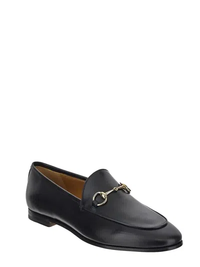 Gucci Women Black Calf Leather Moc Stitching Signature Horsebit Detail Almond Toe Slip-on Style Bran In Black