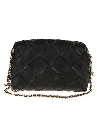 Tory Burch Fleming Small Quilted Leather Crossbody Bag Color Black In Black
