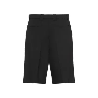 Gucci Black Bermuda Shorts With Web Detail In Wool Man In Black