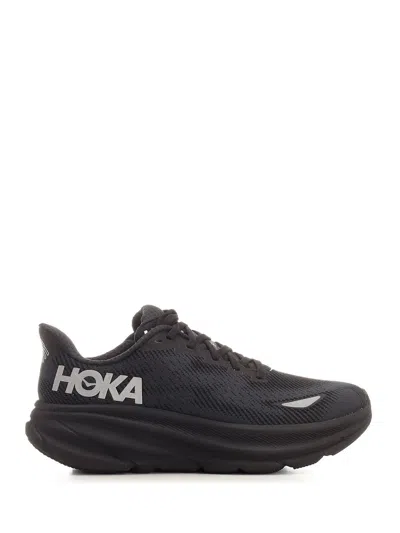 Hoka Clifton 9 Rubber-trimmed Recycled-gore-tex Invisible Fit Sneakers In Black