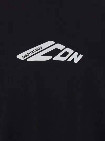 Dsquared2 Ribbed Crew-neck Loose Fit T-shirt In Black