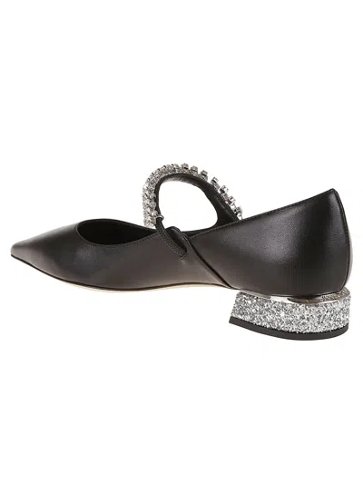 Jimmy Choo Black Nappa Leather Bing Ballerinas In Black