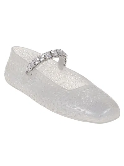 Jimmy Choo The Jelly Transparent Ballet Flats With Crystals In Transparent