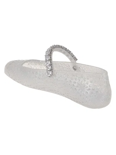 Jimmy Choo The Jelly Transparent Ballet Flats With Crystals In Transparent