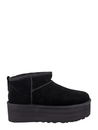 Ugg Ultramini Black Boots With Platform In Suede Woman In Black