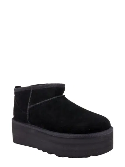 Ugg Ultramini Black Boots With Platform In Suede Woman In Black