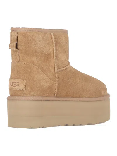 Ugg 50mm Classic Mini Platform Logo-patch Boots In Brown