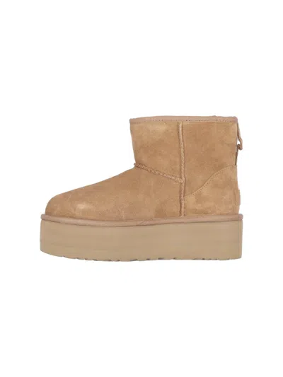 Ugg 50mm Classic Mini Platform Logo-patch Boots In Brown