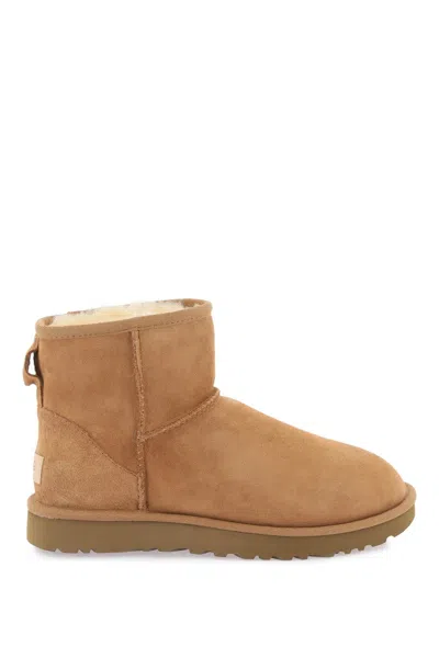 Ugg 10mm Mini Classic Ii Shearling Boots In Brown