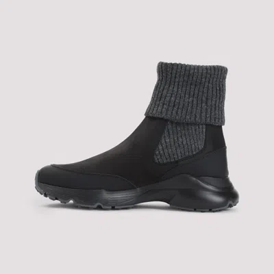 Tod's Chunky Sole Suede Leather Sneakers In Black