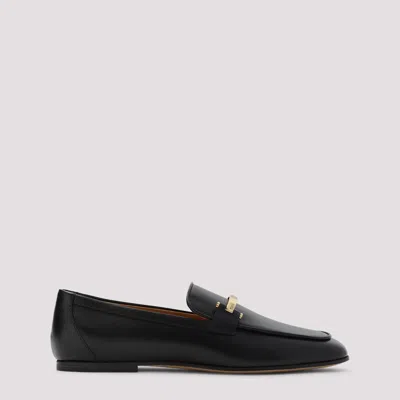 Tod's Leather Loafers With Subtle Gold Accent In Black