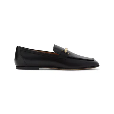 Tod's Leather Loafers With Subtle Gold Accent In Black