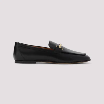 Tod's Leather Loafers With Subtle Gold Accent In Black