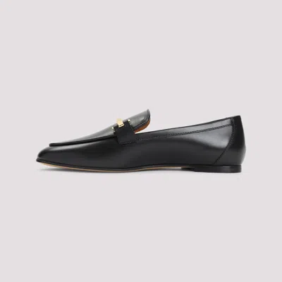 Tod's Leather Loafers With Subtle Gold Accent In Black