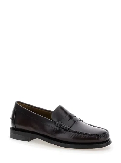 Sebago Bordeaux Pull-on Loafers In Leather Man In Burgundy