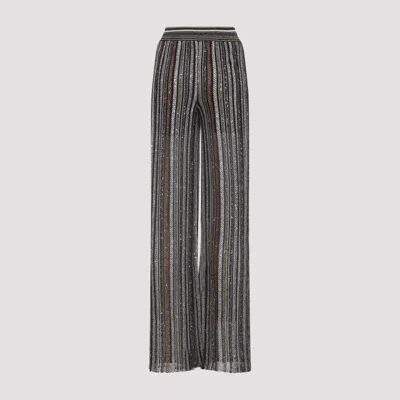 Missoni Pantalone In Misto Viscosa Stretch Ricamata Donna In Gray