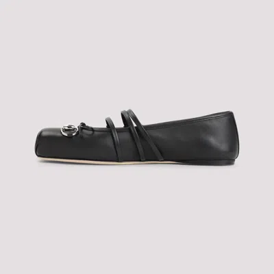 Gucci Ppa Leather Ballet Flats With Horsebit In Black