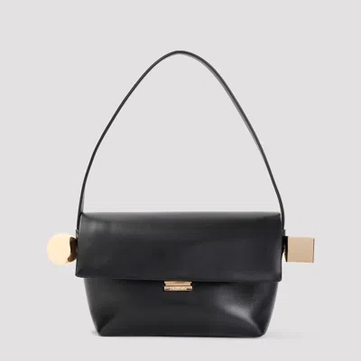 Jacquemus Le Rond Carre Leather Shoulder Bag In Black