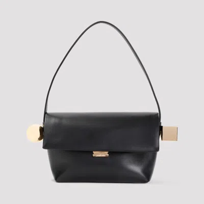 Jacquemus Le Rond Carre Leather Shoulder Bag In Black