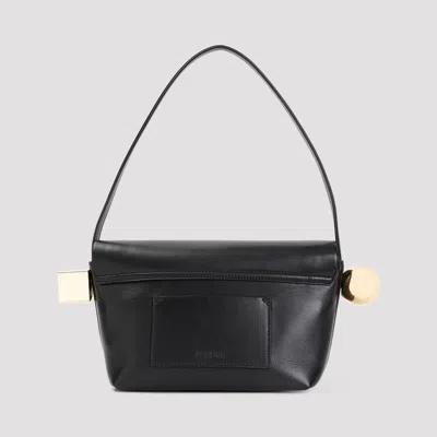 Jacquemus Le Rond Carre Leather Shoulder Bag In Black