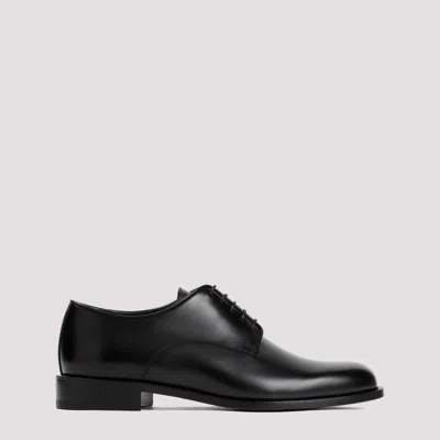 Giorgio Armani Almond Toe Lace-up Leather Shoes In Black