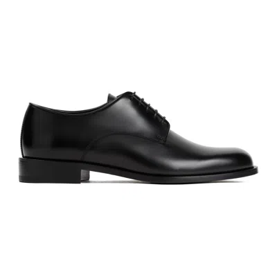Giorgio Armani Almond Toe Lace-up Leather Shoes In Black
