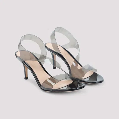 Gianvito Rossi Pvc Metropolis Sandals Transparent Straps In Black