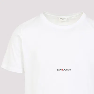 Saint Laurent Logo-print Crew-neck T-shirt In White