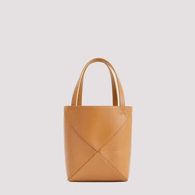 Loewe Puzzle Fold Mini Leather Tote Bag In Sand