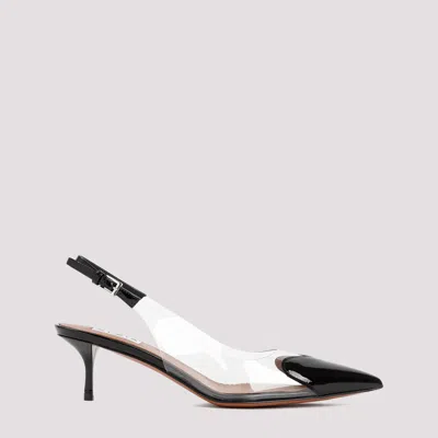 Alaïa Le Coeur Black Patent Leather High Slingback In Animal Print