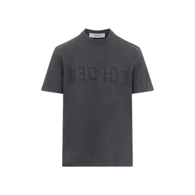 Golden Goose Anthracite Grey Vintage-effect T-shirt Men In Gray