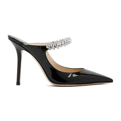 Jimmy Choo Black Pumps With Crystal Strap In Patent Leather Woman In Multi