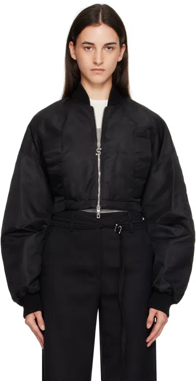 Sportmax Short Nylon Bomber Jacket In Black