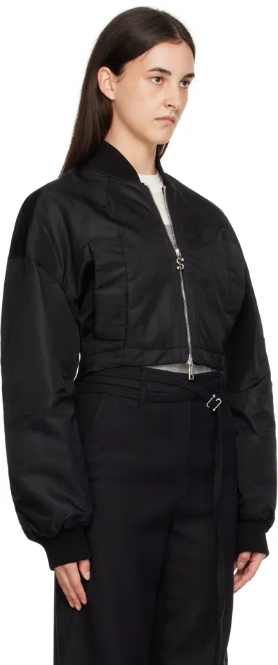 Sportmax Short Nylon Bomber Jacket In Black