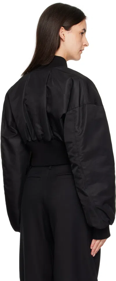 Sportmax Short Nylon Bomber Jacket In Black