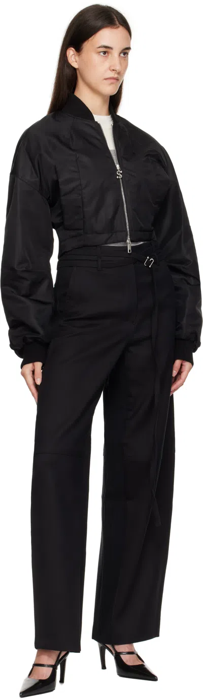 Sportmax Short Nylon Bomber Jacket In Black