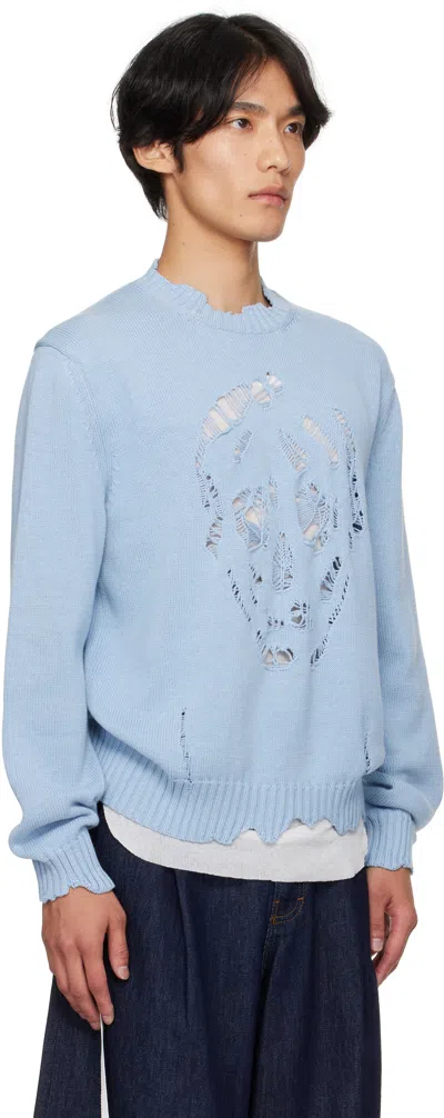 Alexander Mcqueen Mcqueen Skull Sweater In Blue