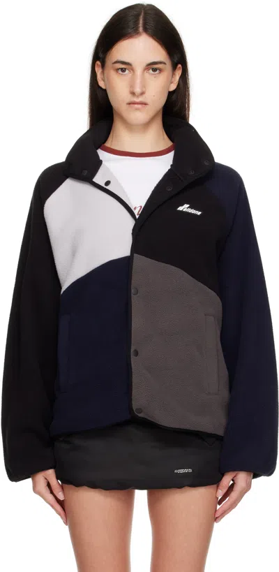 We11 Done Black Colorblock Fleece Jacket In Multi