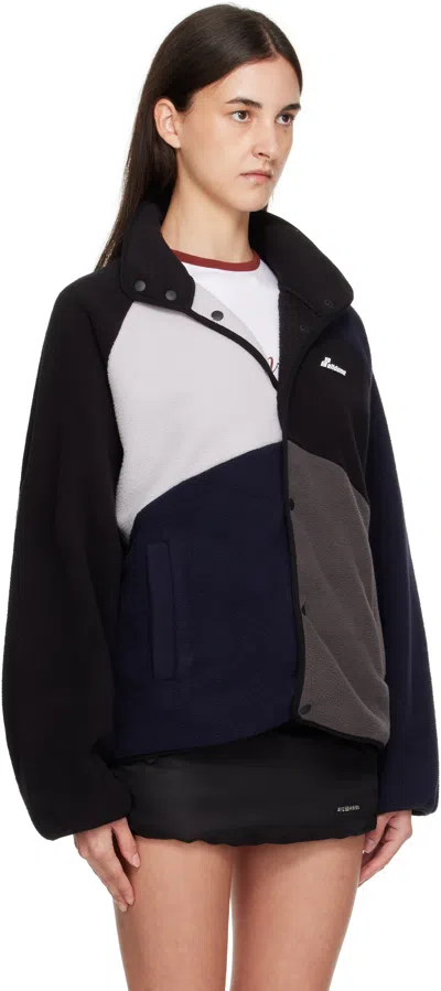 We11 Done Black Colorblock Fleece Jacket In Multi