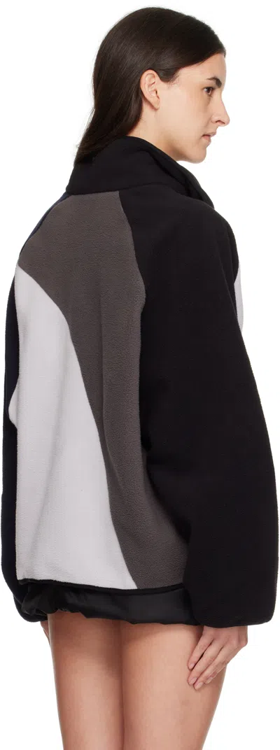 We11 Done Black Colorblock Fleece Jacket In Multi