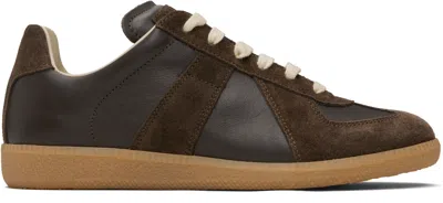 Maison Margiela Dark Brown Replica Sneakers In Black